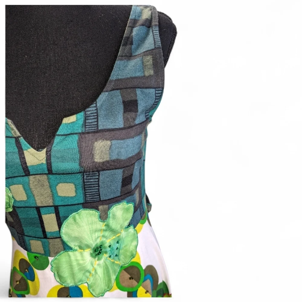 Desigual Multicolor Sleeveless Dress Artistic Patterns Fit & Flare Size M - Picture 3 of 15